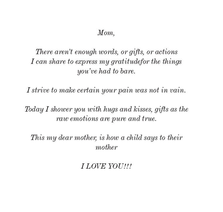 A Child’s Gratitude to Their Mother